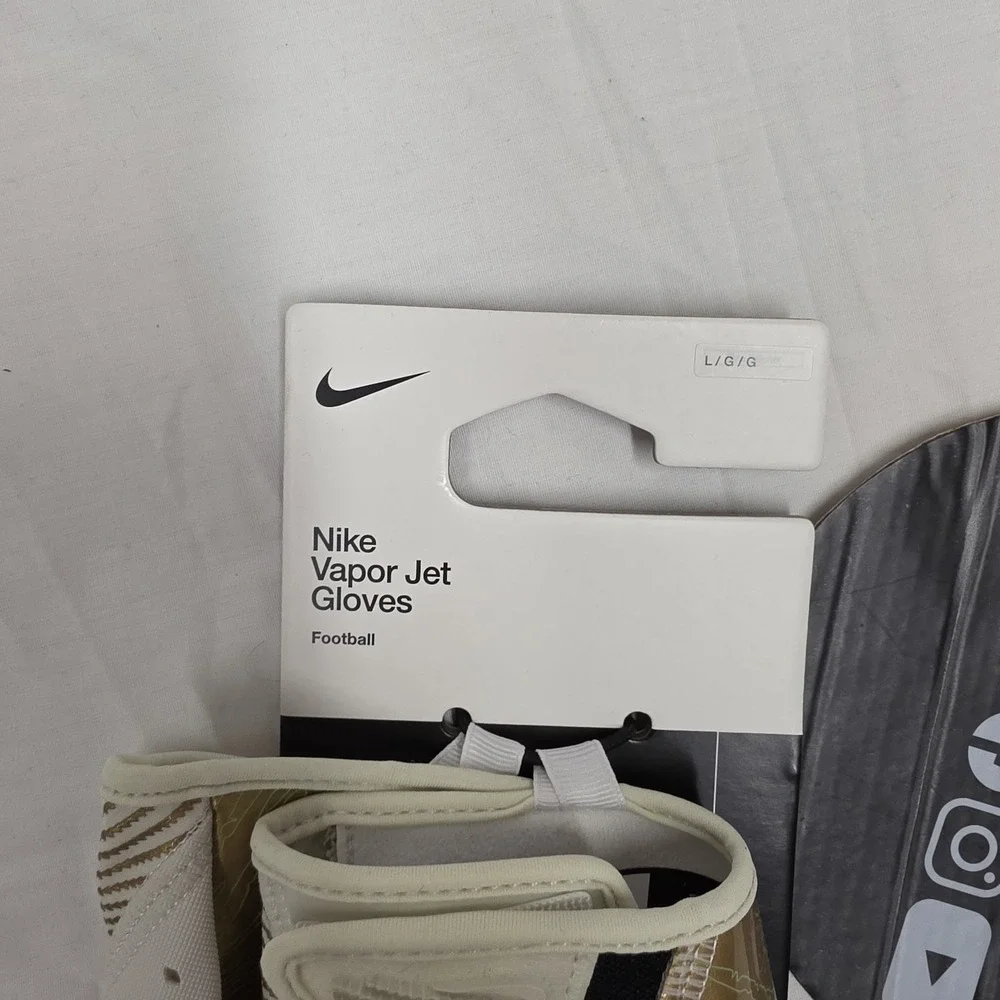 Nike Vapor Jet 8.0 Football Gloves Sea Glass Metallic Gold Black Men's Size L